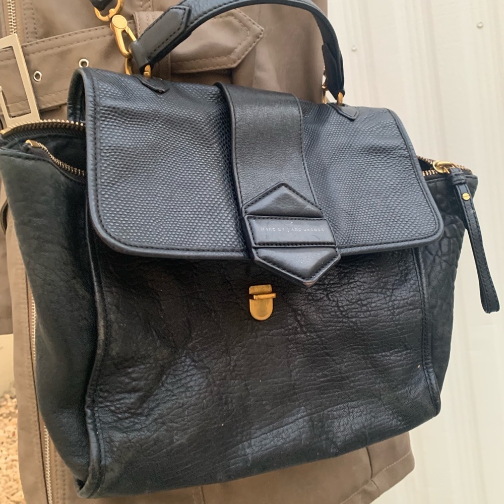 Marc By Marc Jacobs Black Leather Satchel Bag.